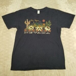 VTG Las Vegas Nevada Cactus Desert Blue Shirt Mens Size L/XL‎
